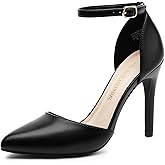 DREAM PAIRS Women's Oppointed-Lacey Pointed Toe Ankle Strap High Heel Stiletto Pumps Wedding Dress Shoes