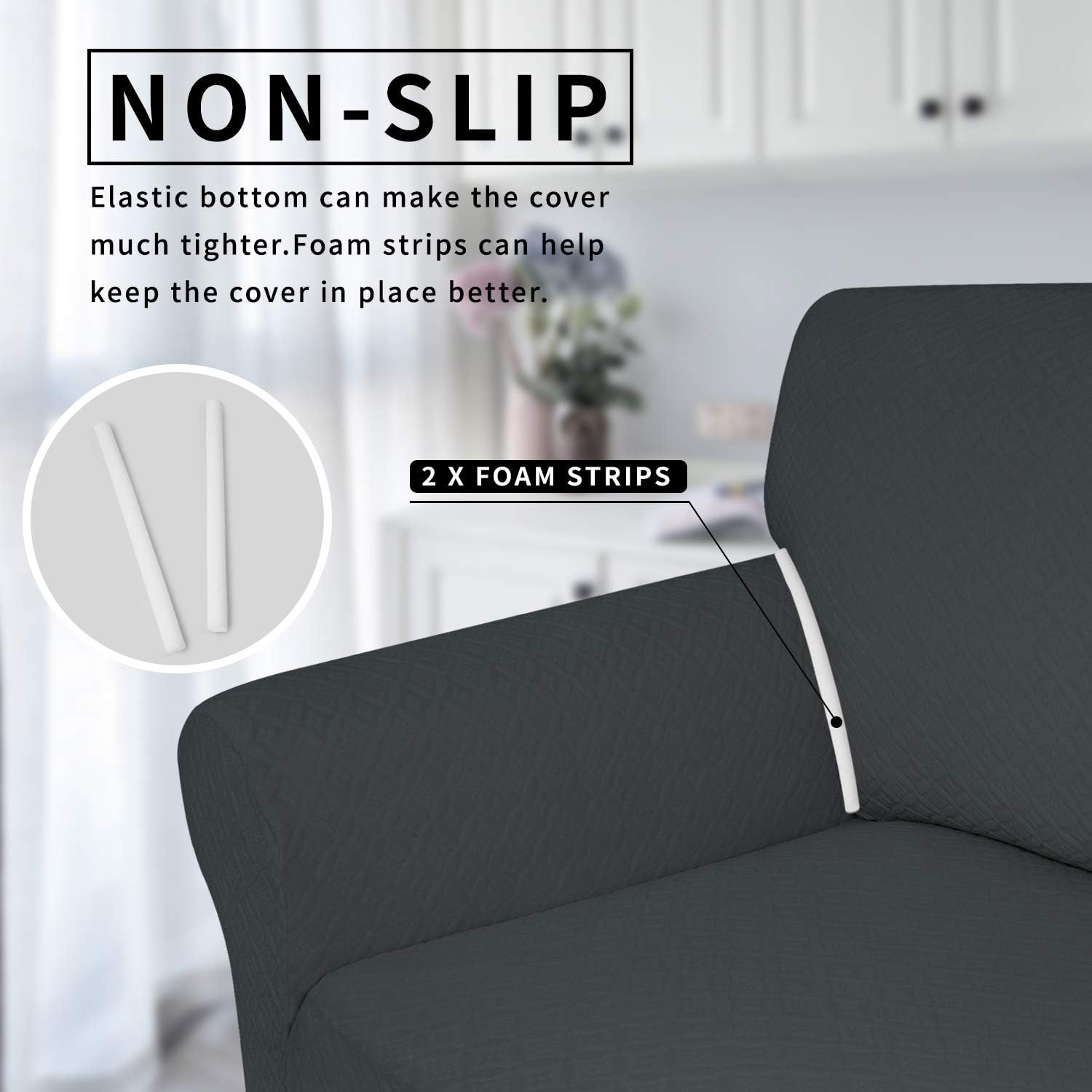 Easy-Going Couch Cover, Stretch Sofa Slipcover, Soft Jacquard Sofa Cover, Non-Slip Slipcovers with Elastic Bottom, Furniture Protector for Kids, Pets (Sofa, Dark Gray): Furniture & Decor