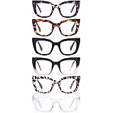 TRENVIE Reading Glasses for Women, 6 Pack Fashion Cat Eye Blue Light Blocking Computer Readers Anti Glare UV Eyeglasses