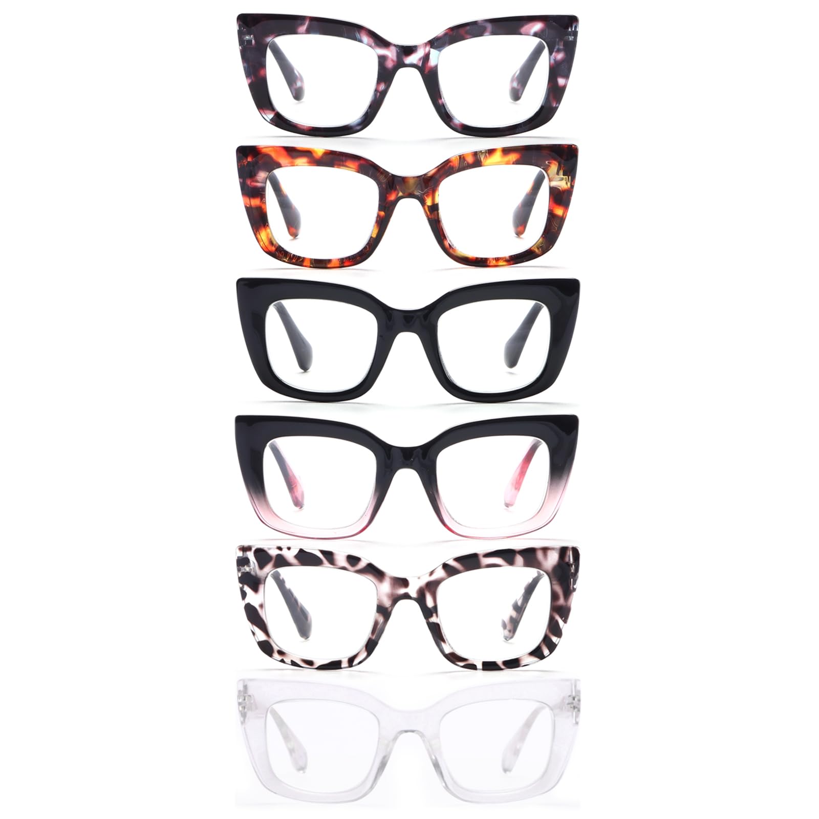 Photo 1 of TRENVIE Reading Glasses for Women, 6 Pack Fashion Cat Eye Blue Light Blocking Computer Readers Anti Glare UV Eyeglasses (Mix-1, 1.25, Diopters)