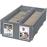 BCW Collectible Card Bins, Holds 1,600 Cards Each, Stackable, Gray, 1 Pack | Each two-row bin holds 1,600 sports or 2,200 gaming cards and fits toploaders, magnetics, deck boxes, and partitions.