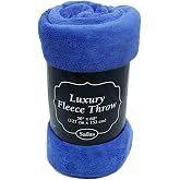 Safus Solid Fleece Blanket Plush Throw 50" x 60" - Blue