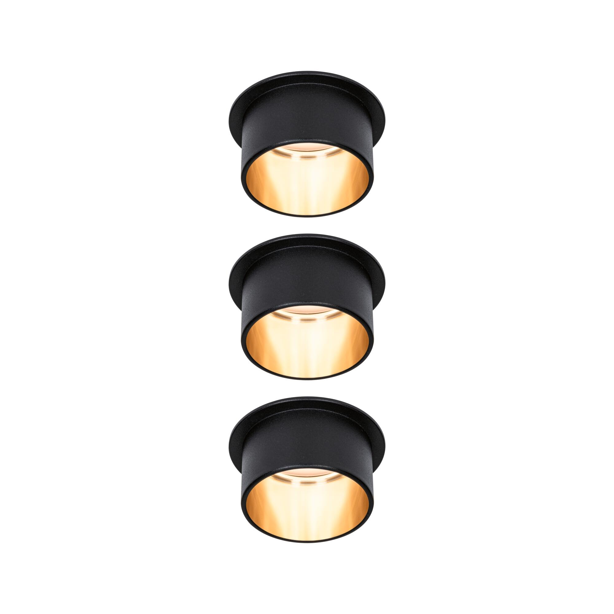 Paulmann 93379 LED recessed luminaire Gil 3-Step-Dim Round incl. 3 x 6 Watt dimmable Black matt Gold recessed Spotlight Aluminium spot 2700 K Coin