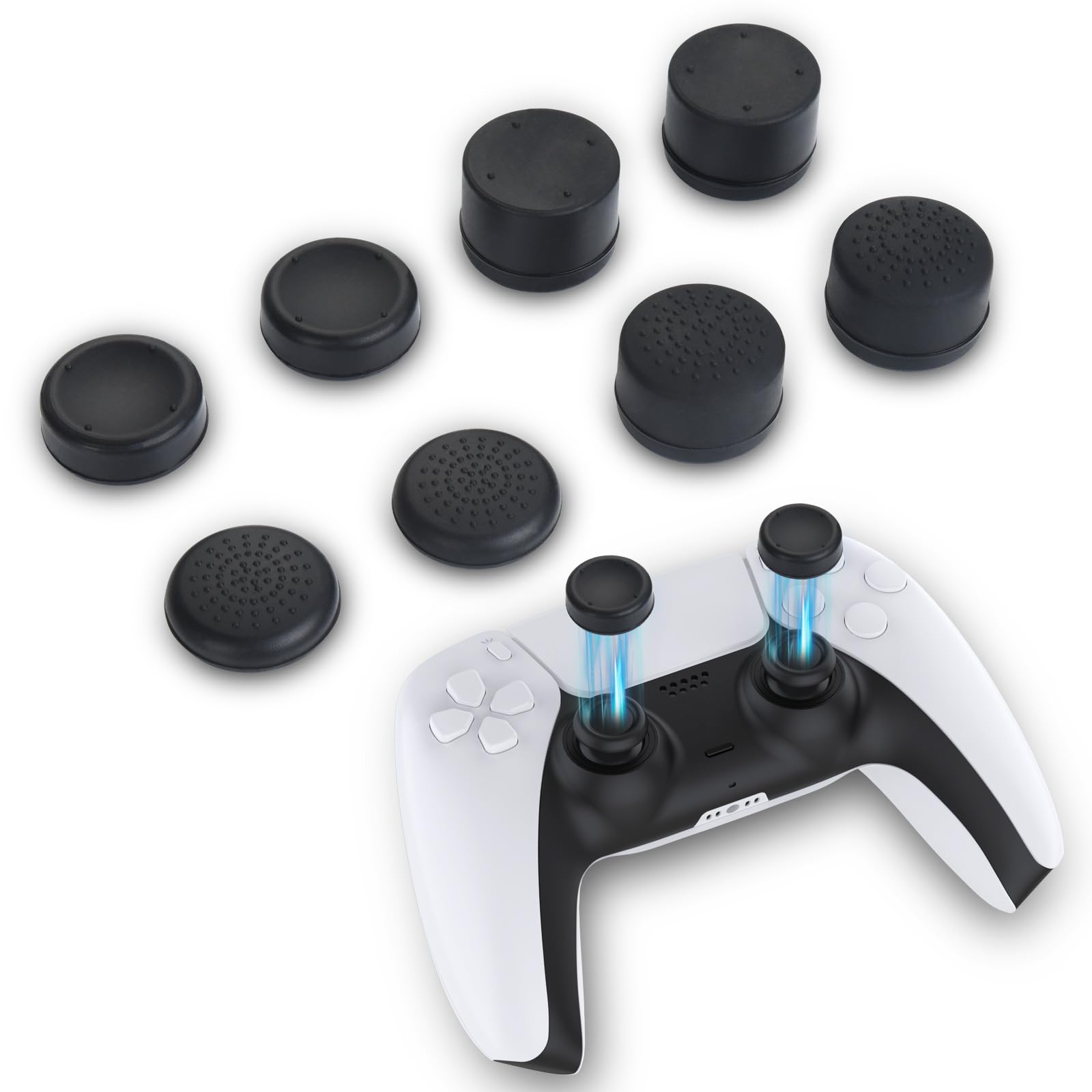 ELUTENG Joystick Replacement Grip Caps for PS4/PS5 Controller 8 Pcs Anti-Slip Anti-Stickiness Anti-Scratch Joystick Caps Controller Thumbstick Grips Replacement Button Repair Part