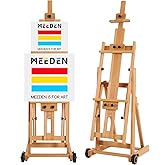 MEEDEN Versatile Studio H-Frame Easel - All Media Adjustable Beech Wood Studio Easel, Painting Floor Easel Stand, Movable and