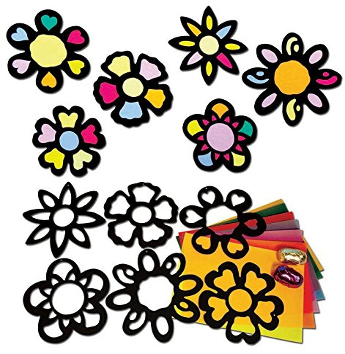 Springboard 10403 Stained Glass Silhouette Display Flowers Craft Activity (Pack of 30)