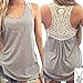 Lookatool Women Summer Lace Vest Top Short Sleeve Blouse Tank Tops T-Shirt Gray
