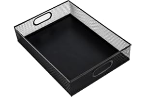 RHONZHAO Metal Mesh Desk Organizer Tray, A4 Large Office Storage Box Set, 12.6X 9.1 x 2.8Inches, and Storage Containers for Christmas Ornaments, Gift Wrap, and Crafts