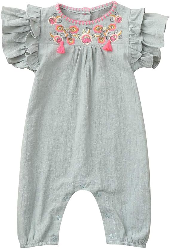 Amazon Co Jp ベビー ロンパース 赤ちゃん 花柄 刺繍 カバーオール ベビー服 ノースリーブ 半袖 フリル ボディースーツ 女の子 夏服 ドレスオール かわいい 肌着 パジャマ ジャンプスーツ タンクトップ 春夏 新生児服 記念日 撮影 写真 満月 出産祝い ギフト 服