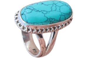 Turquoise Gemstone 925 Sterling Silver Elegant Fancy Bezel Ring Handmade Jewelry Anniversary Mother's Day Gift (turquoise, Si