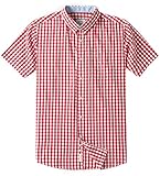 MOCOTONO Men's Short Sleeve Plaid Checkered Button Down Casual Shirts