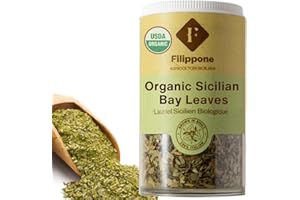 Filippone, Organic Sicilian Bay Leaves, Flakes, Crushed, Herb Seasoning, Shaker, 20 g (0.70 oz), Fresh Grown in the Mountains of Sicily, Italian Shaker Dried Leaves, Sicilian Bay Leaf with intense aroma, Flakes , Certified USDA Organic