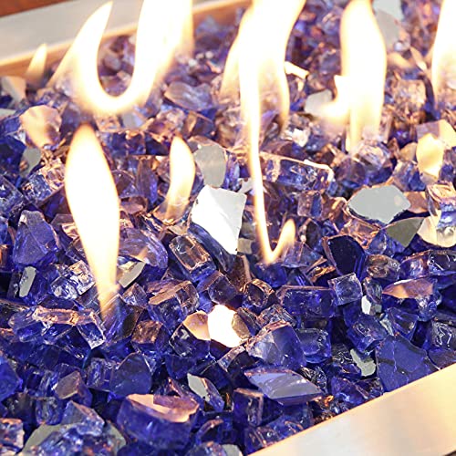 Grisun Cobalt Blue Fire Glass for Fire Pit, 1/2 Inch High Luster