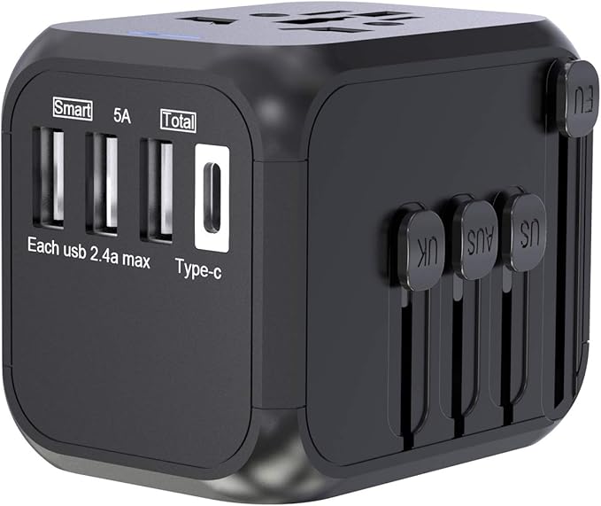 45W GaN Reiseadapter Weltweit - 2USB-C + 2USB-A Universal Stecker Für EU/USA/UK/Australien