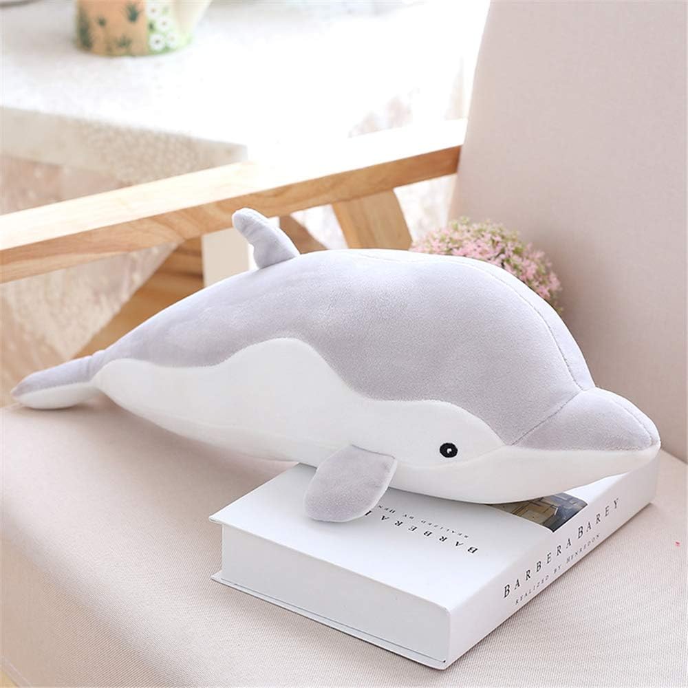 jiahuixinxikejiyouxiangongsi Multi-size cute dolphin doll plush toy marine simulation animal gift pillow cushion plush doll, wedding throwing gift, birthday, window decoration gray 50cm