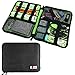 BUBM Waterproof Universal Cable Organizer Electronics Accessories Storage Bag for Cords,Flash Drive,USB,Phone Accessories,Power Bank, Compact Travel Gear Organizer (1 Layer, Black)