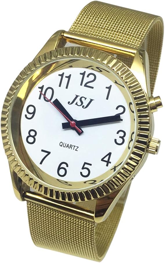 Amazon 目覚まし時計 目の不自由な方のためのフランス語のアナログ話す時計 金色 メンズ腕時計 腕時計 通販