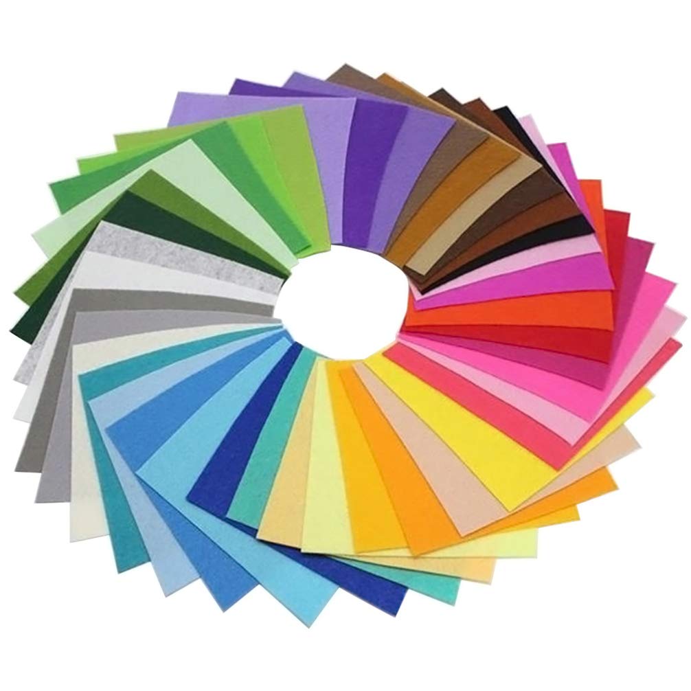 HEALLILY 40 Colors Felt Fabric Sheets Square Nonwoven Fabric Bundle for Patchwork Sewing DIY Craft 15 X 15cm