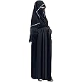 Niqab Saudi Chiffon First Class Quality Long Burqa Hijab Face Cover Veil Islam Islamic Jilbab (Black x Light Blue Satin)
