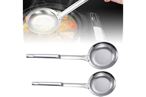 DRKICSY Fine Mesh Stainless Steel Colander, 304 Stainless Steel Strainer Spoon Extra Fine Mesh Strainer with Handle, Sieve Fine Mesh Colander Spoon Strainer Oil Filter Food Strainer Kitchen Gadget (A#2 Size)