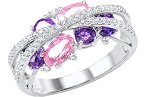 kdhgoo Womens Fashion Double X Ring with Hollow and Diamond Inlaid Size 5-11,Women Ring Retro Creative New X Shaped Zircon Rings for Gifts