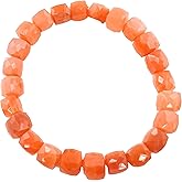 Healing Crystal Handmade 7-8mm Cube Lapis Beads Stretch Bracelets for Women Bohemian Boho Style Stretch Beaded Bracelet