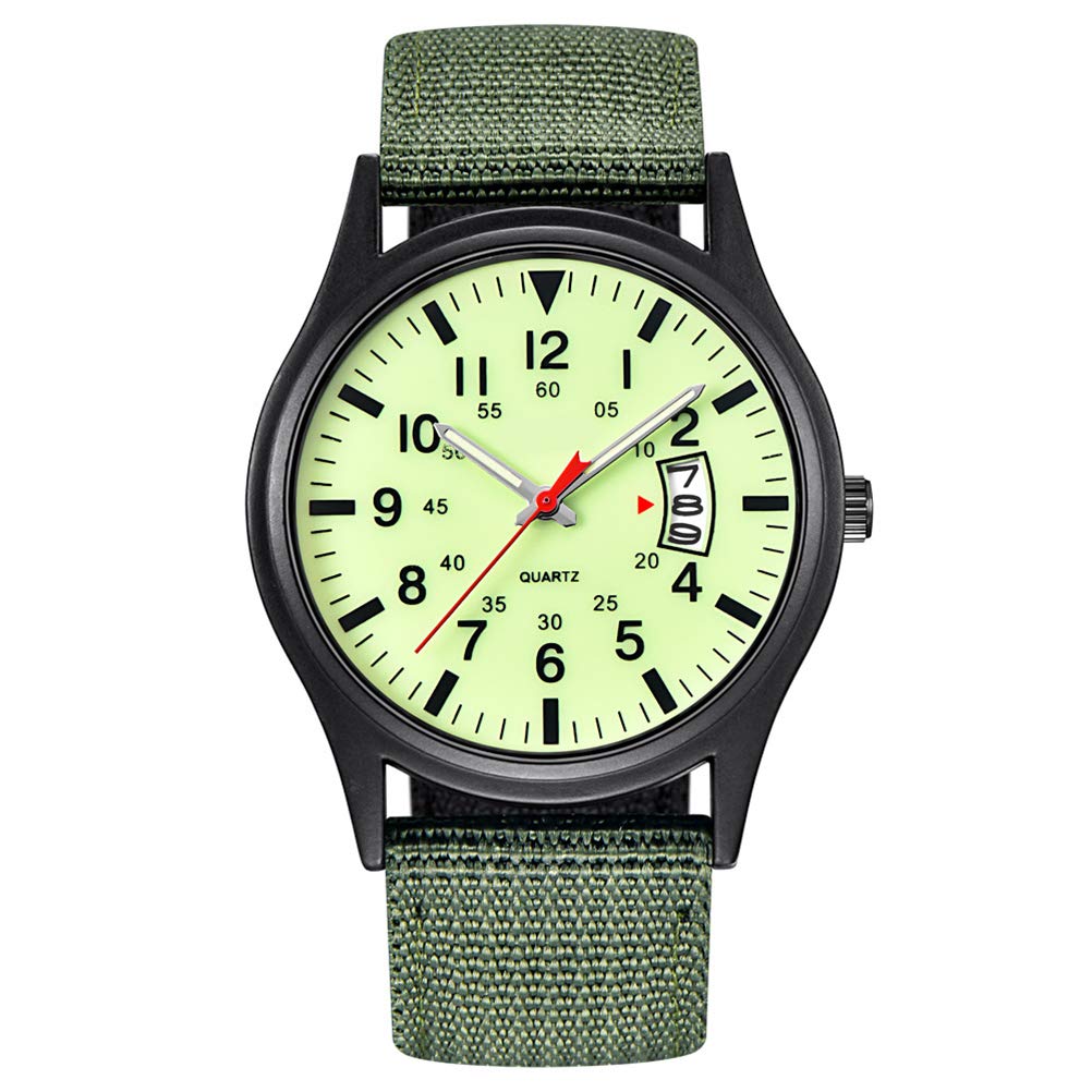 Macabolo men's army tactical field sport analogue watch, work watch, waterproof, outdoor casual quartz wrist watch for men, hellgrün, Strap.