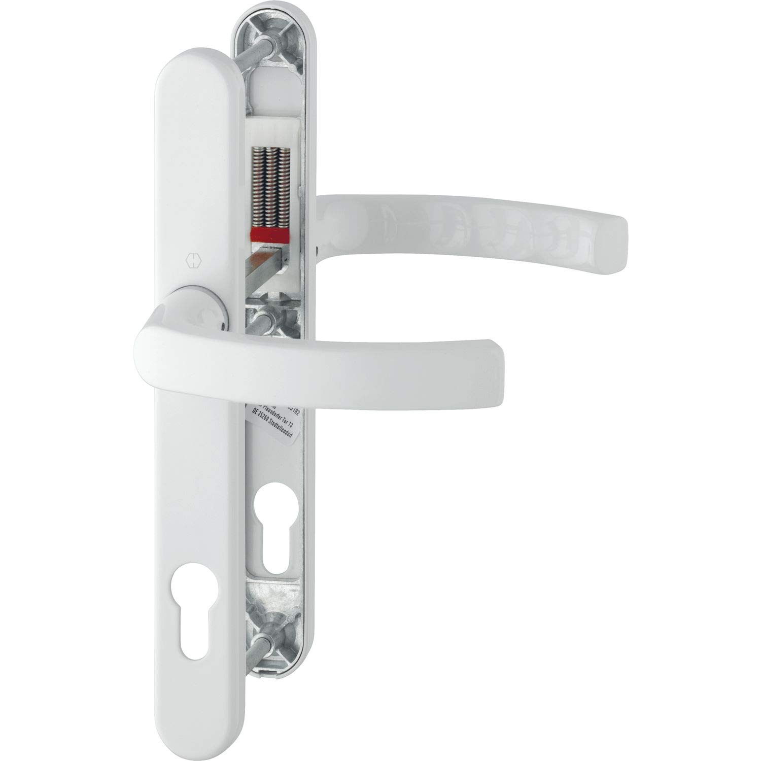 HOPPE Lige Handle Set on Narrow Shield, Door Thickness 72-82, White