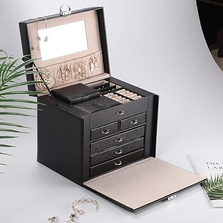 Caja de almacenamiento de la joyería Estuche de viaje PU de cuero de la joyería caja