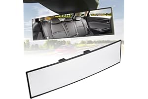 JOYTUTUS Rear View Mirror, Universal 11.81 Inch Panoramic Convex Interior Clip-on Wide Angle Mirror to Reduce Blind Spot Effectively for Car SUV Trucks -Clear