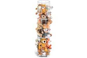 BENCHRY Stuffed Animal Storage Zoo Plushies Toy Storage Organizer, Metal Tube Stuffed Animal Holder with Brake Wheels, Space Saving Plush Toy Holder for Playroom Bedroom Nursery (White)