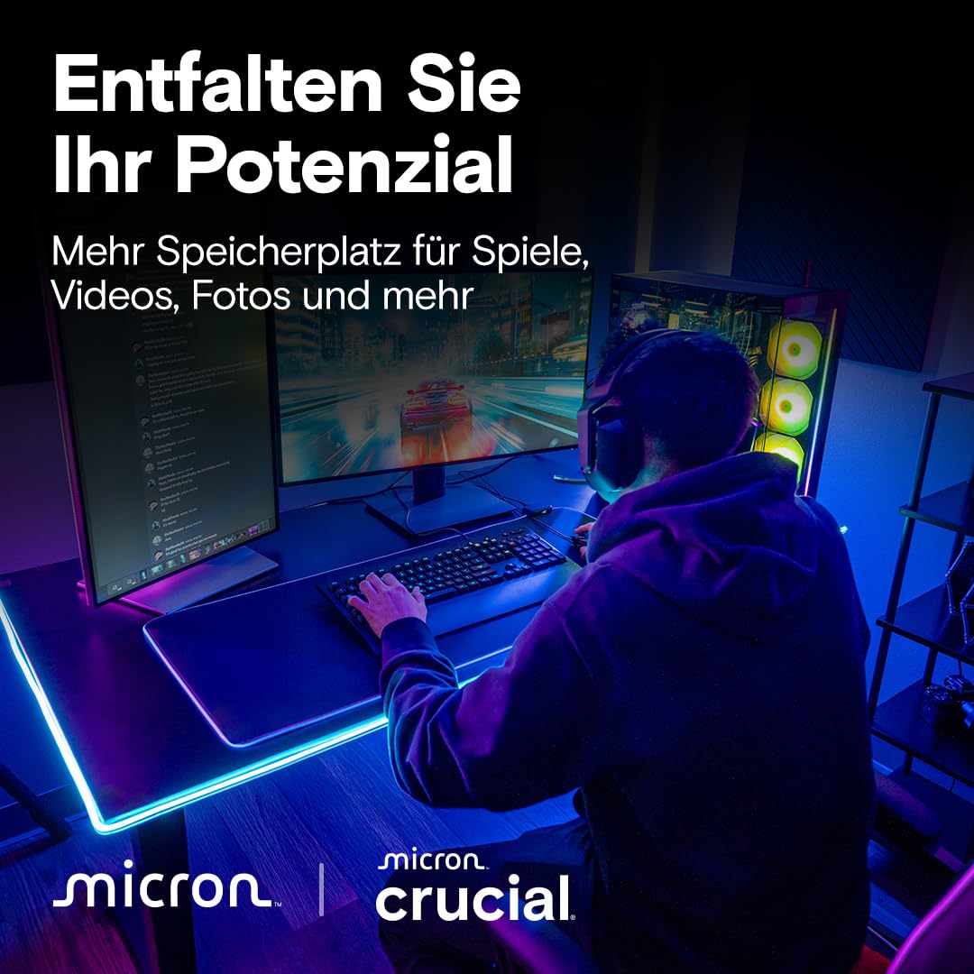 Crucial T710 SSD 4TB M.2 NVMe PCIe 5.0 x4 Gen5, bis zu 14.500 MB/s Lesen, 13.800 MB/s Schreiben, für Laptop und Desktop PC, TLC NAND, Interne Festplatte - CT4000T710SSD8-01 5