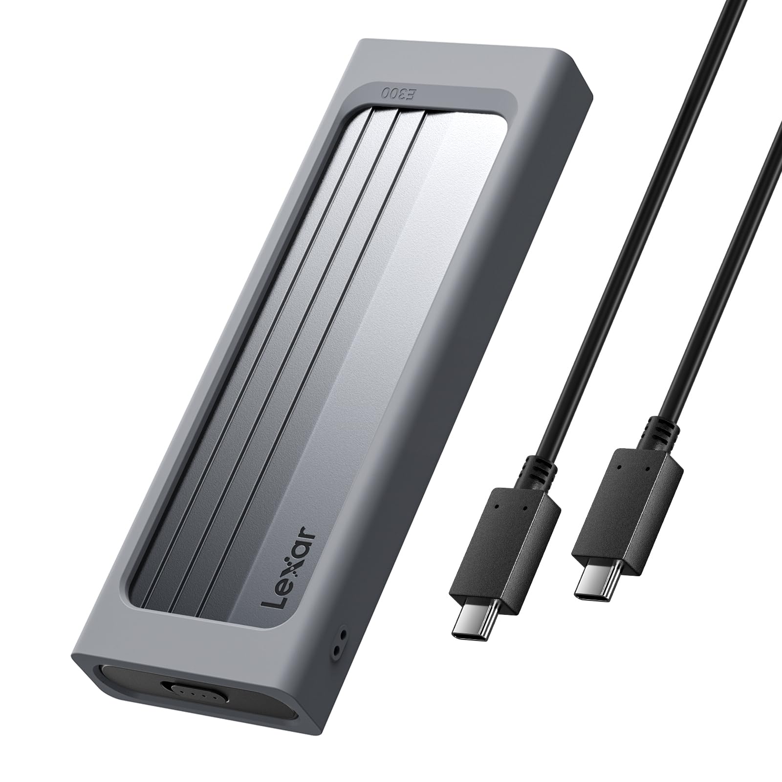 Lexar M.2 NVMe SSD-Gehäuse mit USB-C-Adapter, NVMe-Gehäuse mit 10 Gbit/s USB 3.2 Gen 2 für PCIe NVMe M-Key/M+B-Key-SSDs, externes M.2-SSD-Gehäuse in den Größen 2230/2242/2260/2280