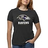 Team Fan Apparel Women's NFL Ultimate Fan Logo Short Sleeve T-Shirt - 100% Cotton - Officially Licensed - Tagless Tee (Baltimore Ravens - Black, X-Large)
