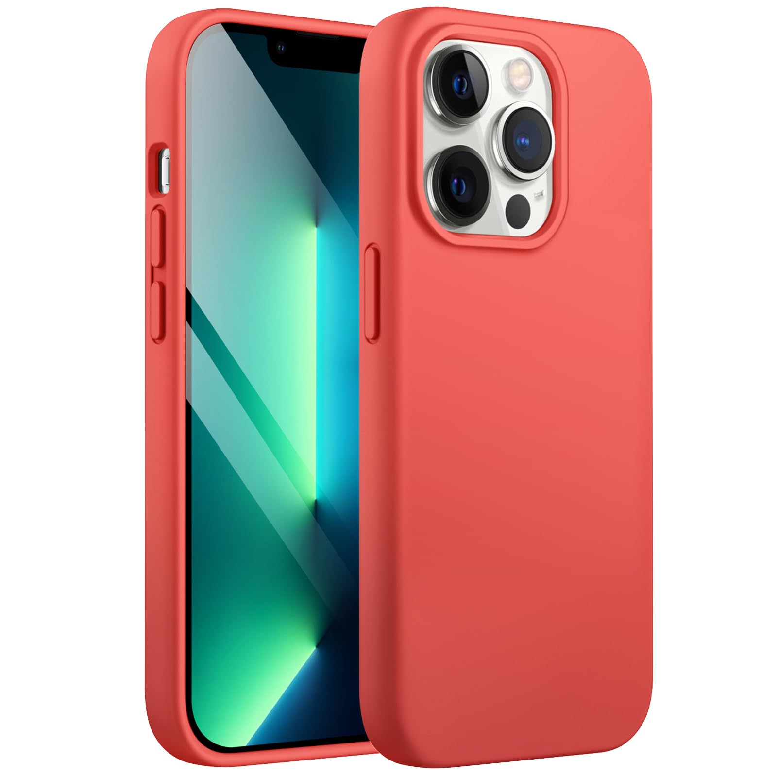JETech Silicone Case for iPhone 13 Pro Max 6.7-Inch, Silky-Soft Touch Full-Body Protective Phone Case, Shockproof Cover with Microfiber Lining (Pink Pomelo)