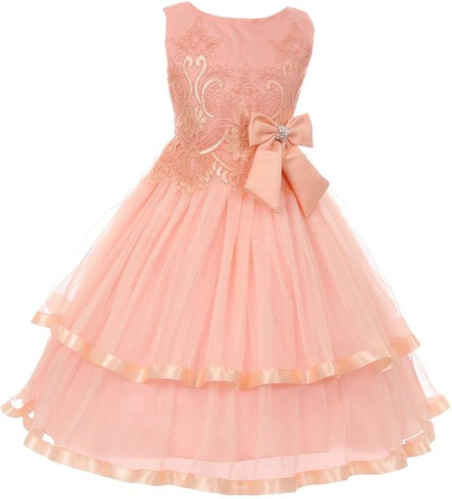 peach little girl dresses