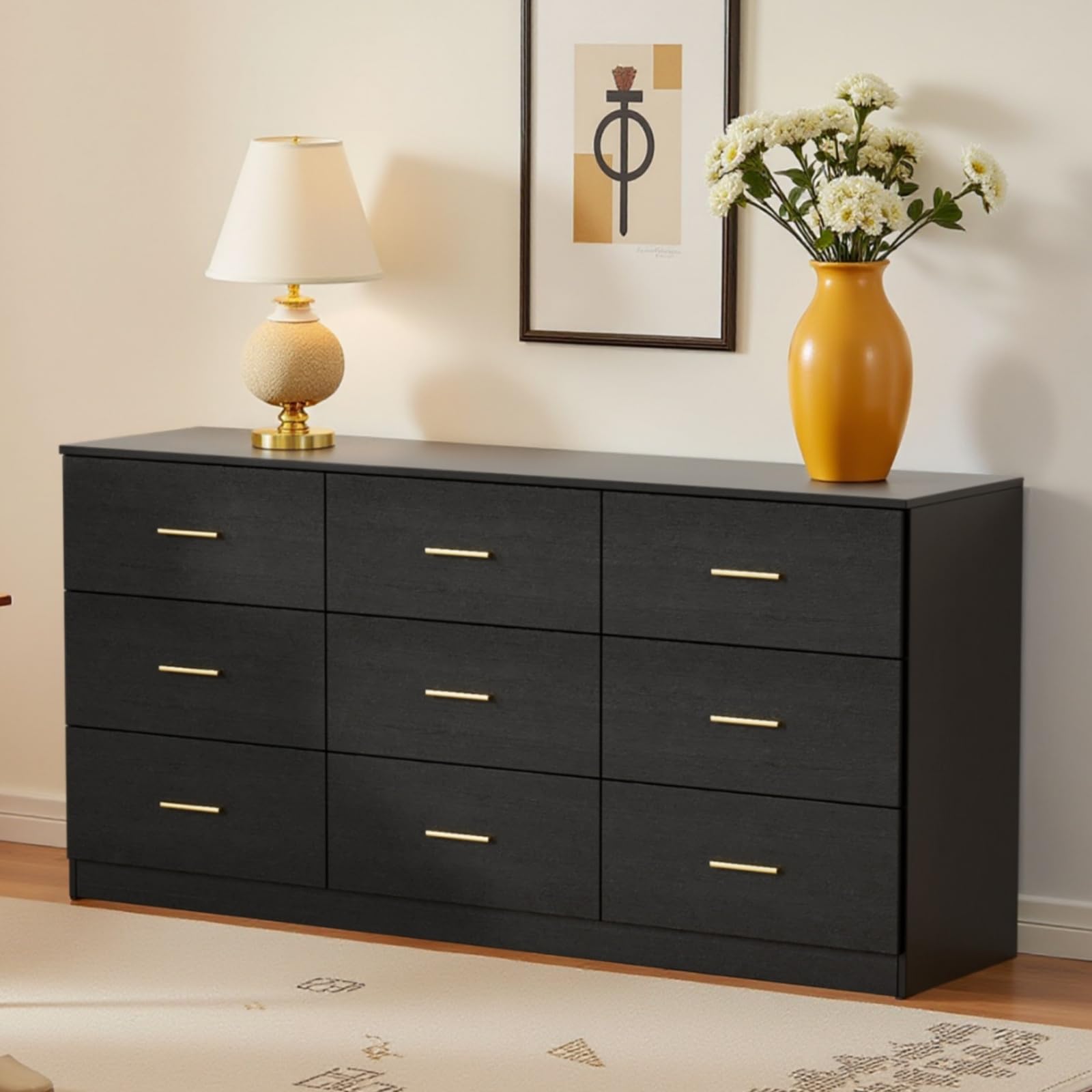 Photo 1 of ** MISSING INSTRUCTIONS**
Mixcous 9 Drawer Dresser, 62.9" Large Deep Chest of Drawers,Wooden Dresser Storage Cabinet with 9 Drawers for Bedroom, Long Black Dressers for Living Room, Hallway,Nursery