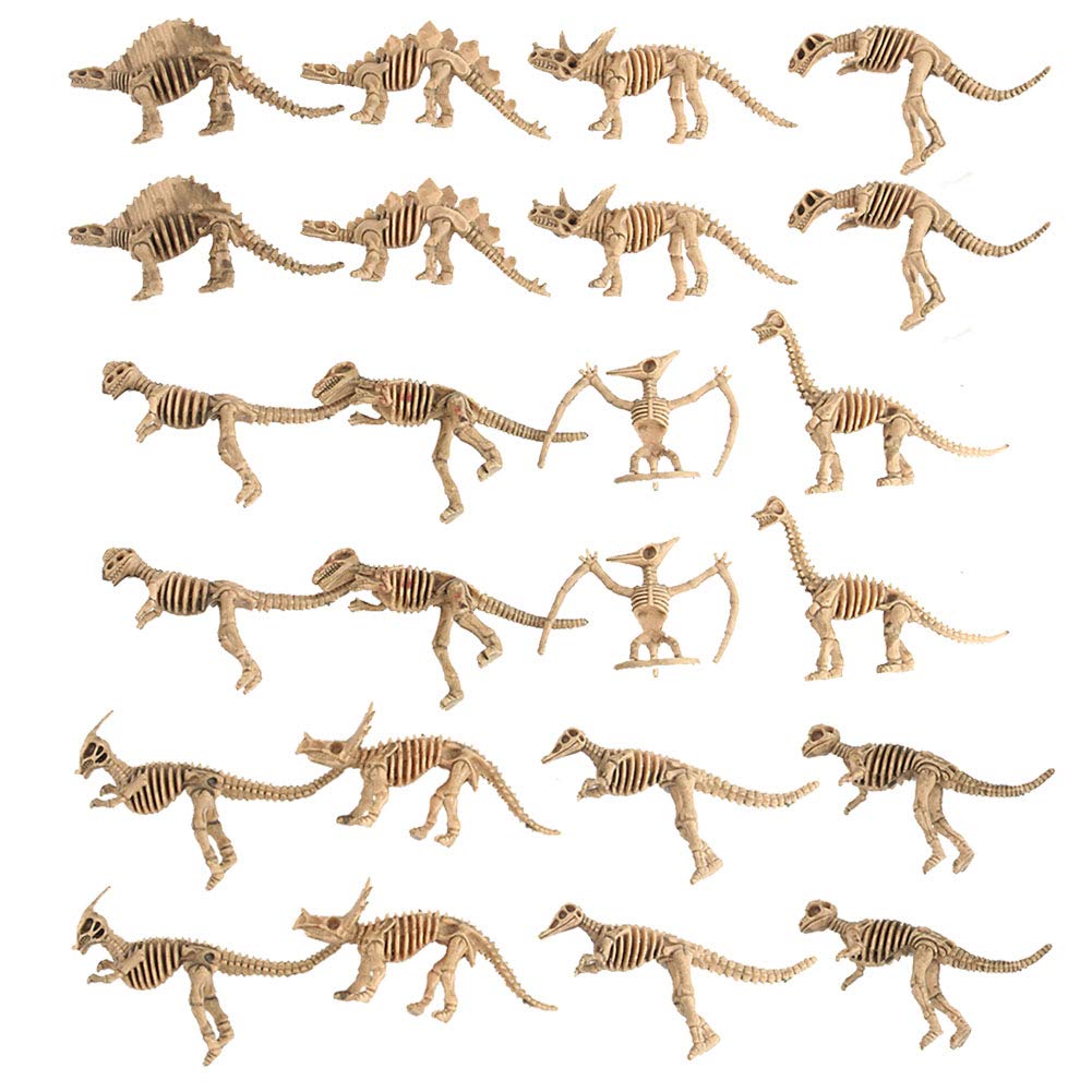 Hileyu 24 Pack Dinosaur Skeleton Fossil Figures, Educational Simulated Dinosaur Bones Toy Gift Set