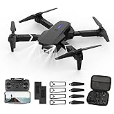 Mini Drone with Camera 4K HD FPV, headless mode,Altitude Hold, Gesture Selfie, One Key Take Off/Landing, 360° Flips, Waypoint Fly, 2 Batteries, Foldable RC Quadcopter with Drones Beginners