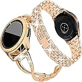 XIHAMA Compatible for Galaxy 7 6 5 4 40mm 44mm /Galaxy Watch FE 2024/Galaxy 3 41mm/Galaxy Watch 42mm/Active 2 Watch Band, 2 Pack 20mm Women Jewelry Bling Metal Strap