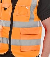 Beeswift EXECUTIVE HI VIZ WAISTCOAT ORANGE XL High Visibility Vest view 6