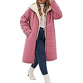 NRZD Women's Winter Coats Plus Size Reversible Fleece Jackets Hooded Lightweight Oversized Long Down Coat for Commute Travel