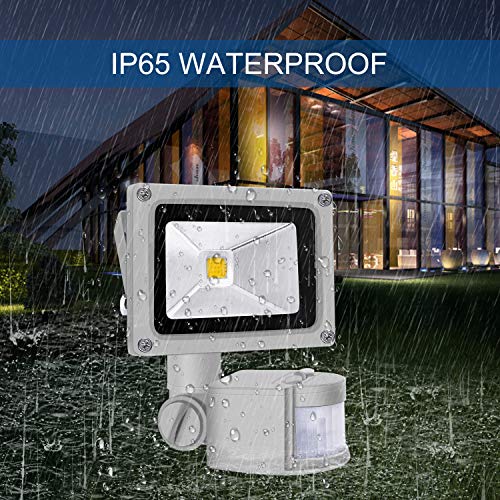 Motion Sensor Flood Lights Outdoor,10W Induction LED Lamp, IP65 Waterproof Spotlight,6500K LED Sensor Light,Security Light with US 3-Plug (Warm White-Gray)