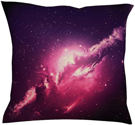 Funda de almohada decorativa con diseño de nebulosa morada con