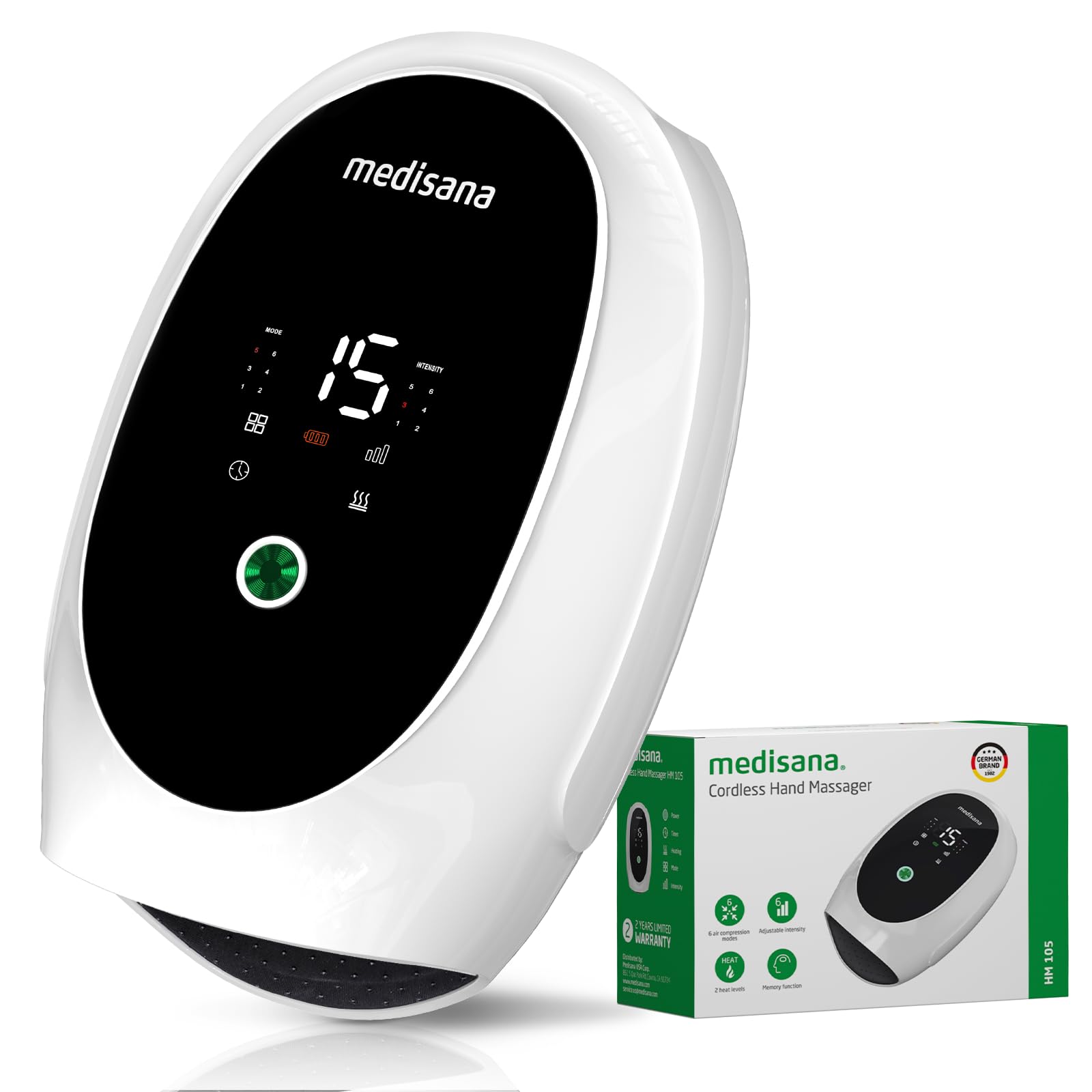 Photo 1 of Medisana Hand Massager for Arthritis and Carpal Tunnel, 6 Modes 6 Intensities Hand Massager with Heat and Compression, Large LCD Display Full Hand & Wrist Massager, Christmas Gifts for Men Women