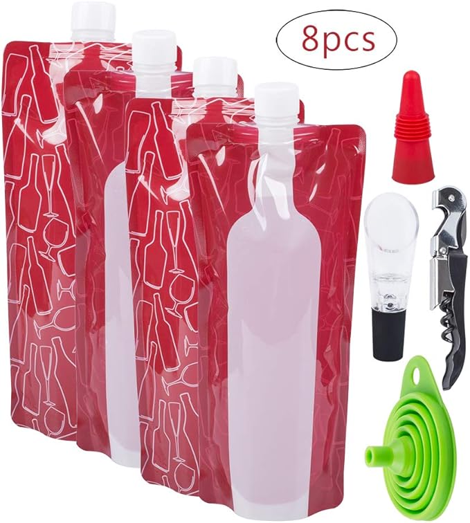 SENHAI Foldable Wine Bag, 750 ml, Portable Reusable Plastic Wine Bottle