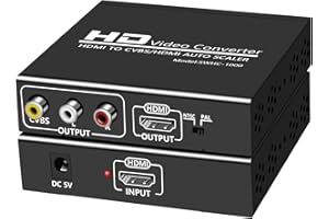 HDMI to RCA and HDMI Adapter Converter, HDMI to HDMI+3RCA CVBS AV Composite Video Audio Adapter/Splitter Support 4K,1080P, PA