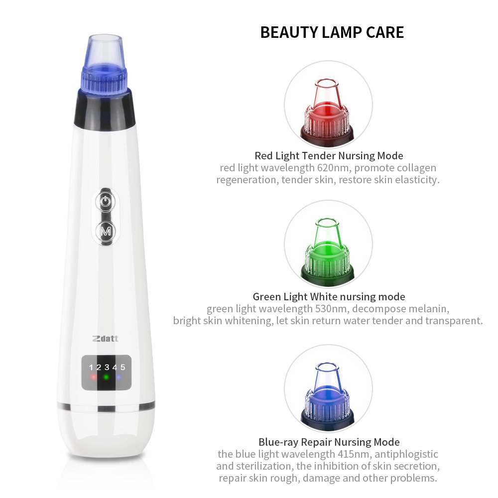 Blackhead Remover,Zdatt Blackhead Vacume Remover -Comedo Pore Extracotr Beauty Device with 5 Probes for Blackhead Remover Vacume Suction Cleanser: Beauty