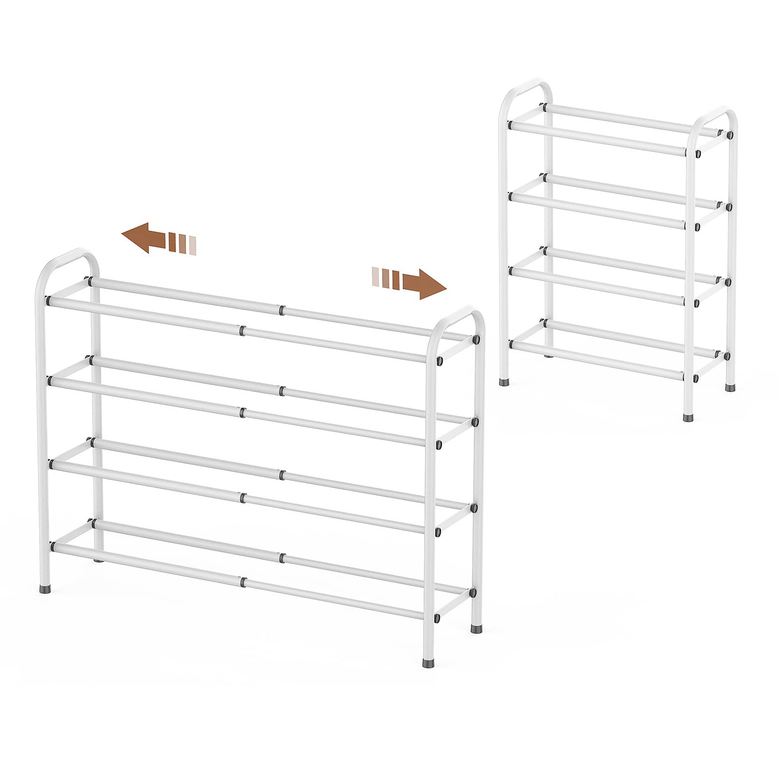 Gonfoam 4-Tier Expandable Shoe Rack,Adjustable Shoe Shelf Storage Organizer Heavy Duty Metal Free Standing Shoe Rack for Entryway Closet Doorway (White) Image