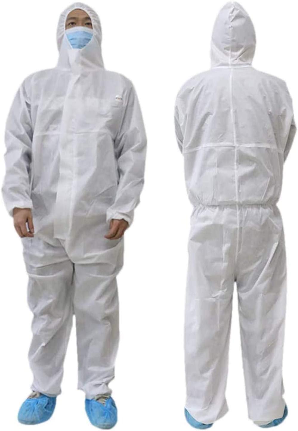 Disposable Coverall with Hood Medical Protective Suit Factory Hospital Safety Clothing White (170/L, White)